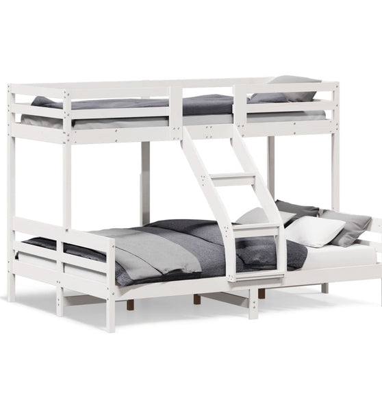 Etagenbett 80x200/140x200 cm Weiß Massivholz Kiefer