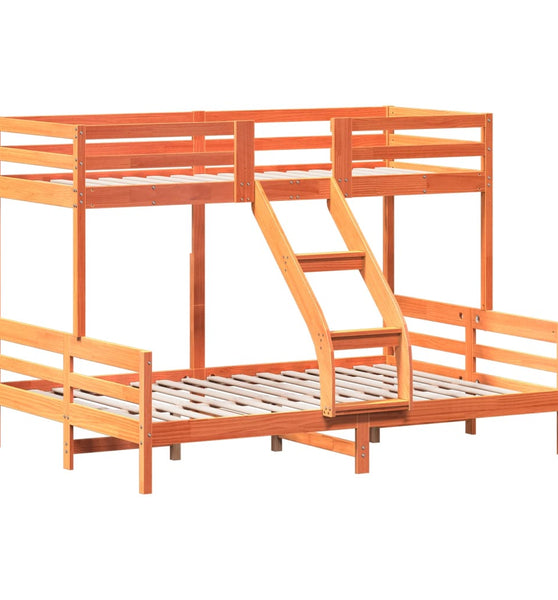 Etagenbett 80x200/140x200 cm Wachsbraun Massivholz Kiefer