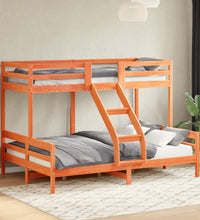 Etagenbett 80x200/140x200 cm Wachsbraun Massivholz Kiefer