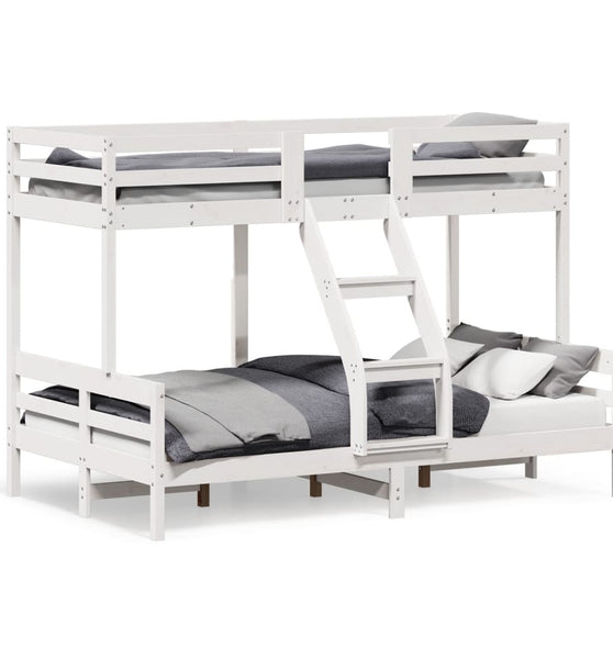 Etagenbett 90x200/120x200 cm Weiß Massivholz Kiefer