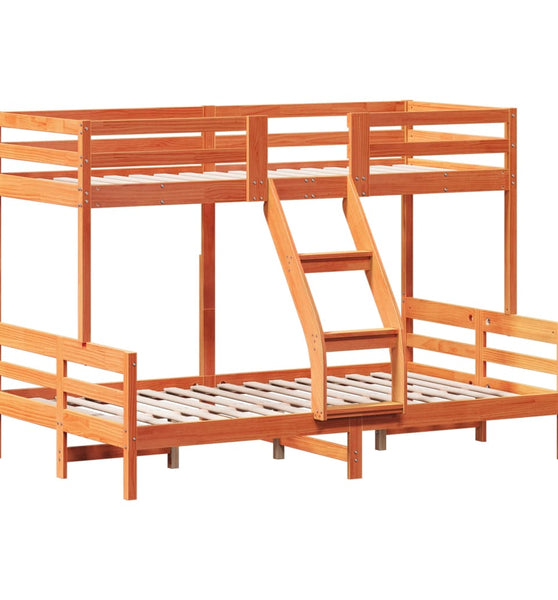 Etagenbett 90x200/120x200 cm Wachsbraun Massivholz Kiefer