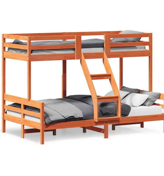 Etagenbett 90x200/120x200 cm Wachsbraun Massivholz Kiefer