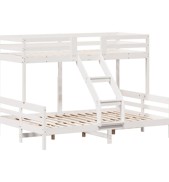 Etagenbett 90x200/140x200 cm Weiß Massivholz Kiefer