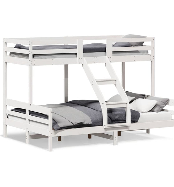 Etagenbett 90x200/140x200 cm Weiß Massivholz Kiefer