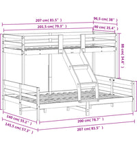Etagenbett 90x200/140x200 cm Wachsbraun Massivholz Kiefer