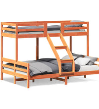 Etagenbett 90x200/140x200 cm Wachsbraun Massivholz Kiefer