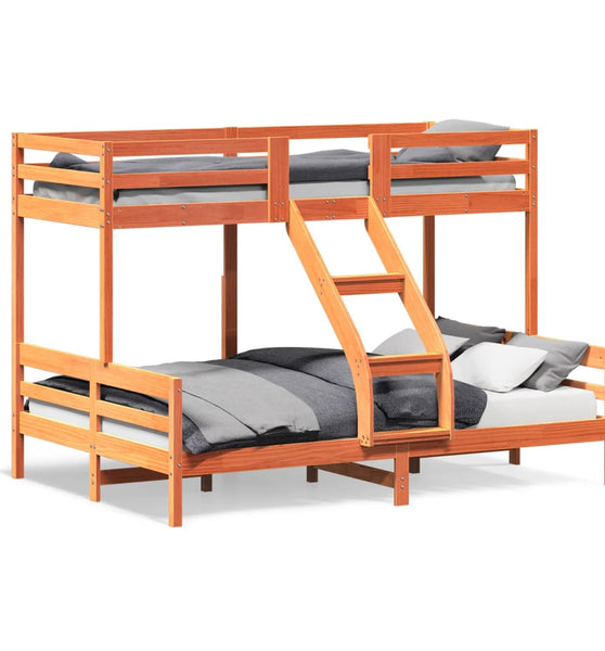 Etagenbett 90x200/140x200 cm Wachsbraun Massivholz Kiefer