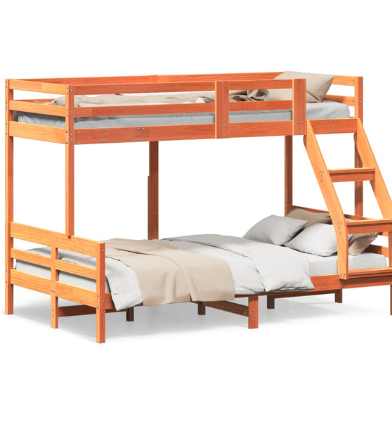 Etagenbett 80x200/120x200 cm Wachsbraun Massivholz Kiefer