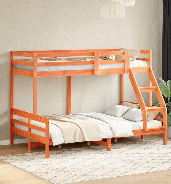 Etagenbett 80x200/120x200 cm Wachsbraun Massivholz Kiefer