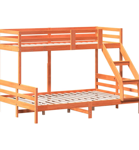 Etagenbett 80x200/140x200 cm Wachsbraun Massivholz Kiefer