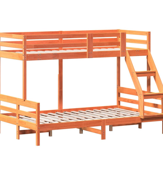 Etagenbett 90x200/120x200 cm Wachsbraun Massivholz Kiefer