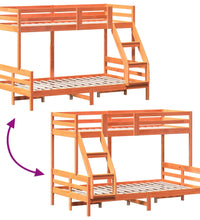 Etagenbett 90x200/120x200 cm Wachsbraun Massivholz Kiefer