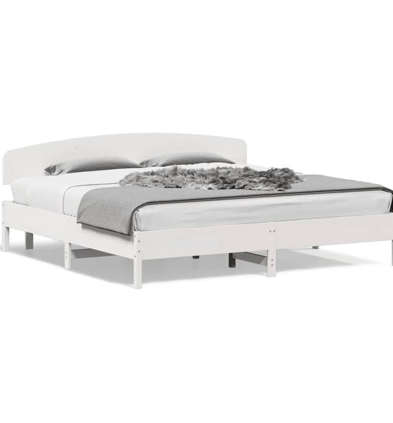 Massivholzbett ohne Matratze Weiß 200x200 cm Kiefernholz