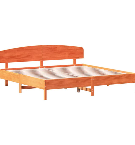 Massivholzbett ohne Matratze Wachsbraun 200x200 Kiefernholz