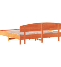 Massivholzbett ohne Matratze Wachsbraun 200x200 Kiefernholz