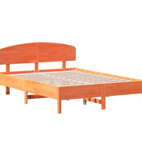 Massivholzbett ohne Matratze Wachsbraun 150x200 cm Kiefernholz