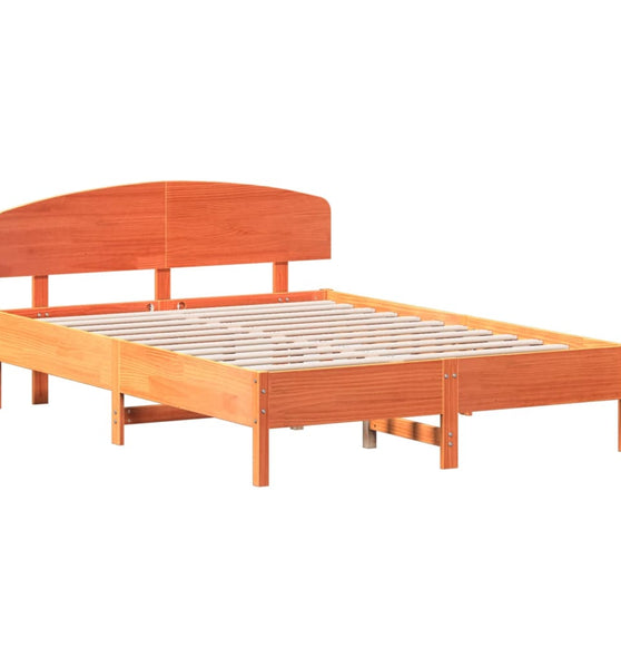 Massivholzbett ohne Matratze Wachsbraun 140x200 cm Kiefernholz