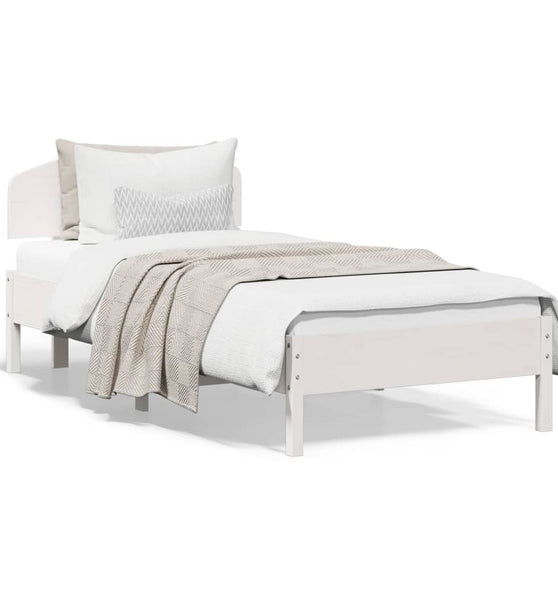 Massivholzbett ohne Matratze Weiß 100x200 cm Kiefernholz