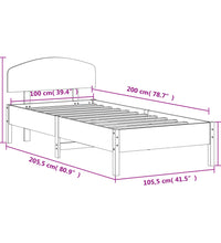 Massivholzbett ohne Matratze Wachsbraun 100x200 Kiefernholz