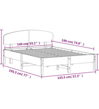 Massivholzbett ohne Matratze Weiß 140x190 cm Kiefernholz