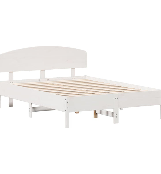 Massivholzbett ohne Matratze Weiß 135x190 cm Kiefernholz