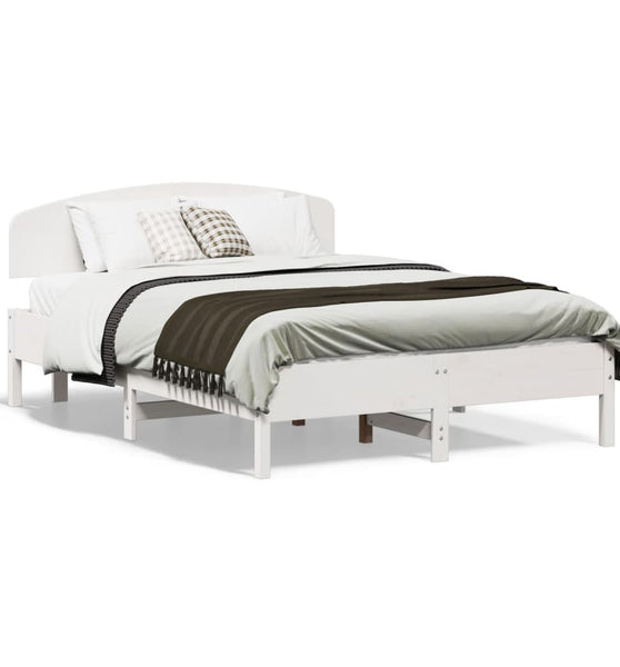 Massivholzbett ohne Matratze Weiß 135x190 cm Kiefernholz