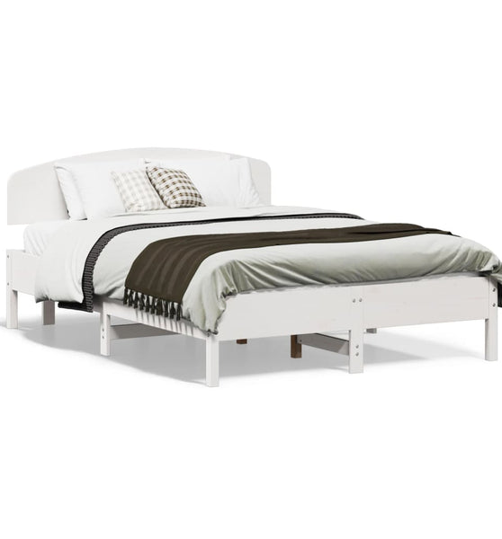 Massivholzbett ohne Matratze Weiß 120x190 cm Kiefernholz