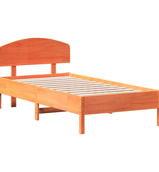 Massivholzbett ohne Matratze Wachsbraun 90x190 cm Kiefernholz