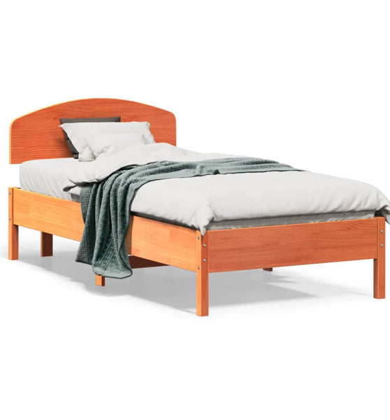 Massivholzbett ohne Matratze Wachsbraun 90x190 cm Kiefernholz