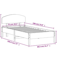 Massivholzbett ohne Matratze Wachsbraun 75x190 cm Kiefernholz