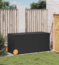 Gartentruhe mit Rollen Schwarz 283L Poly Rattan