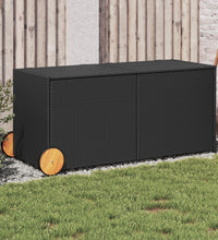 Gartentruhe mit Rollen Schwarz 283L Poly Rattan