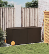 Gartentruhe mit Rollen Braun 283L Poly Rattan