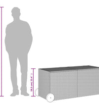 Gartentruhe mit Rollen Grau 283L Poly Rattan