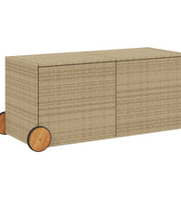 Gartentruhe mit Rollen Beige 283L Poly Rattan