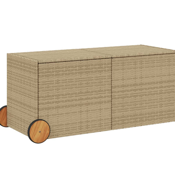 Gartentruhe mit Rollen Beige 283L Poly Rattan