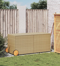 Gartentruhe mit Rollen Beige 283L Poly Rattan