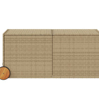 Gartentruhe mit Rollen Beige 283L Poly Rattan