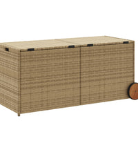 Gartentruhe mit Rollen Beige 283L Poly Rattan