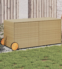 Gartentruhe mit Rollen Beige 283L Poly Rattan