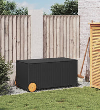 Gartentruhe mit Rollen Schwarz 190L Poly Rattan