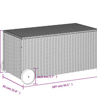 Gartentruhe mit Rollen Schwarz 190L Poly Rattan