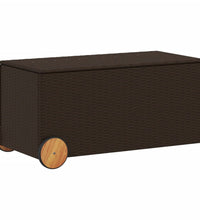 Gartentruhe mit Rollen Braun 190L Poly Rattan