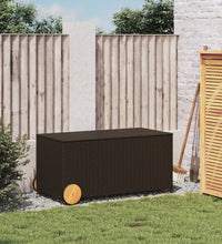 Gartentruhe mit Rollen Braun 190L Poly Rattan