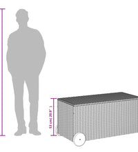 Gartentruhe mit Rollen Braun 190L Poly Rattan