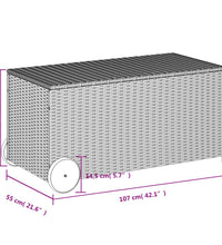 Gartentruhe mit Rollen Braun 190L Poly Rattan