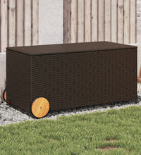 Gartentruhe mit Rollen Braun 190L Poly Rattan