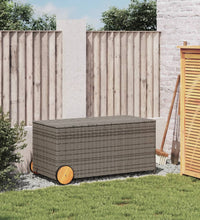 Gartentruhe mit Rollen Grau 190L Poly Rattan