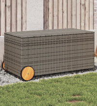 Gartentruhe mit Rollen Grau 190L Poly Rattan