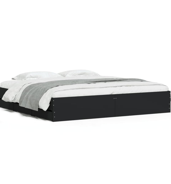Bettgestell mit Schubladen Schwarz 200x200 cm Holzwerkstoff
